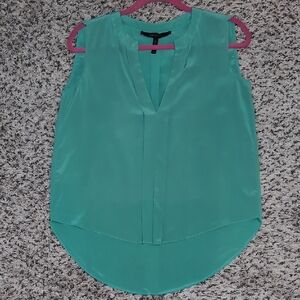 BCBGMAXAZRIA Light Sea Green Vanesa High Low Silk Blouse